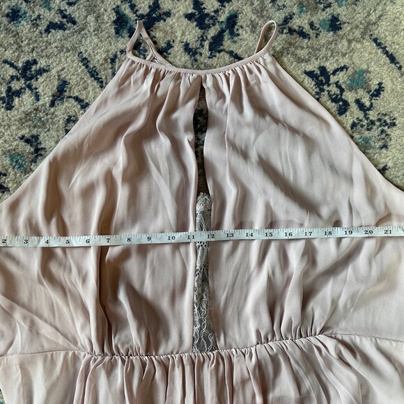 H&M Plus Size 24 Lavender Chiffon Halter Dress Open Back Lace A-Line Formal - Picture 10 of 12